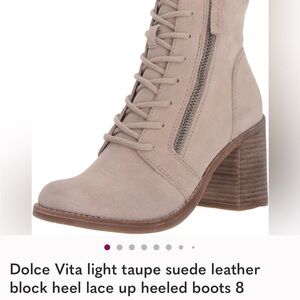 Dolce Vita Light Taupe Suede Lace-Up Booties Sz 8 Brand New